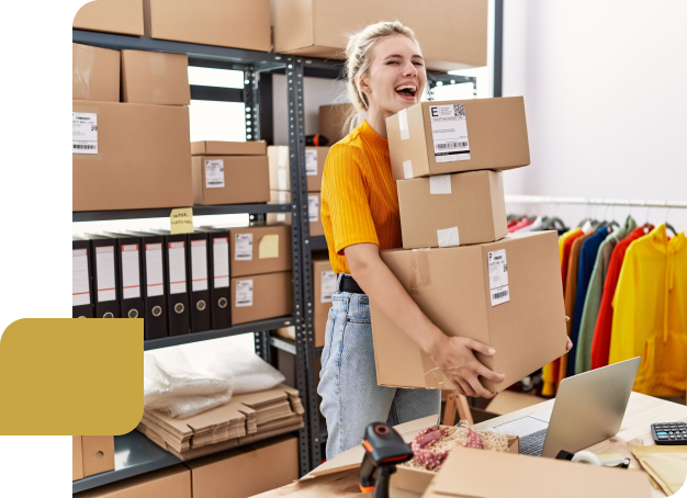 Business Person Checking Boxes of Orders